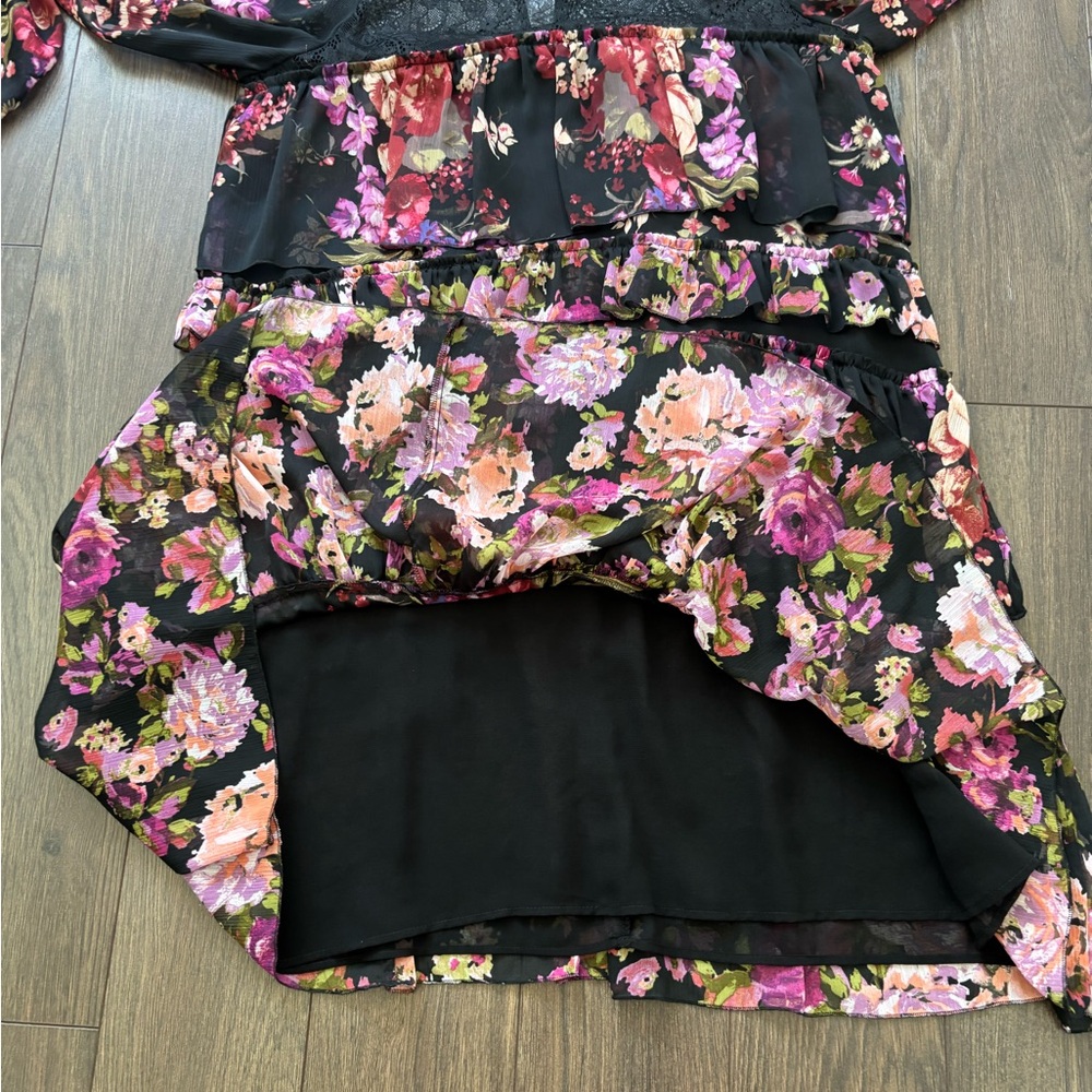 ZARA Floral Lace Tiered Frock Dress Multicolour Medium - Picture 8 of 13